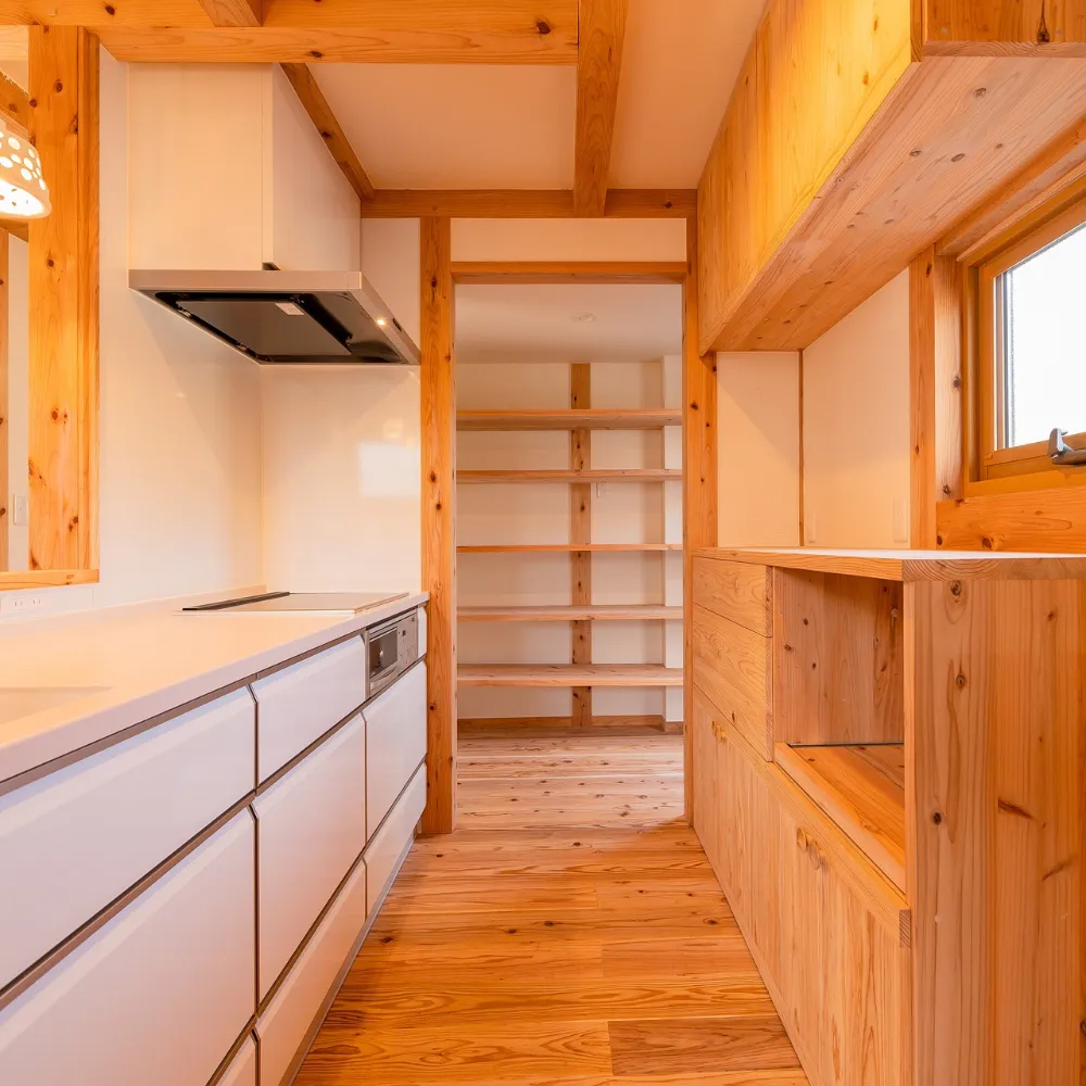 森の中に暮らす平屋2階建て