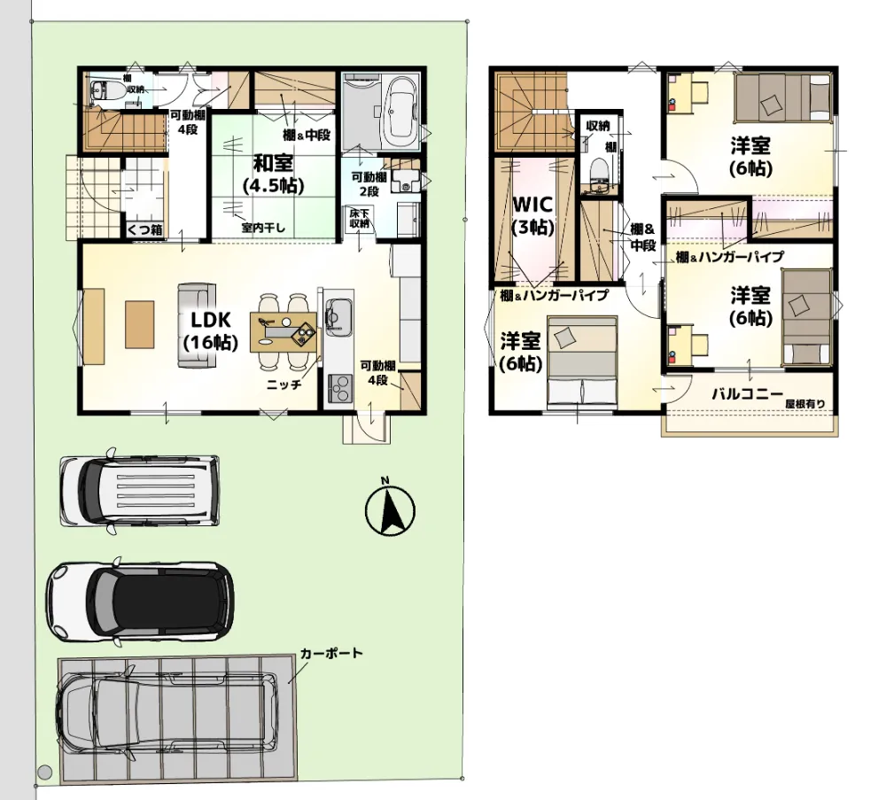 一直線の水廻り動線が忙しい朝にも嬉しい！