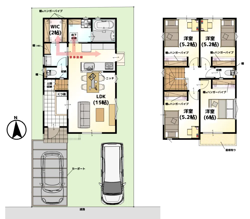 水廻りが一か所に集まった掃除しやすい動線