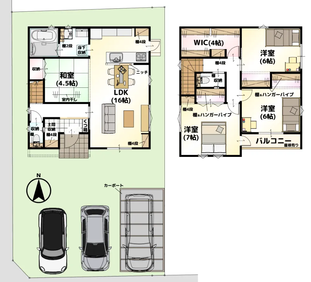 一直線の水廻り動線が忙しい朝にも嬉しい！