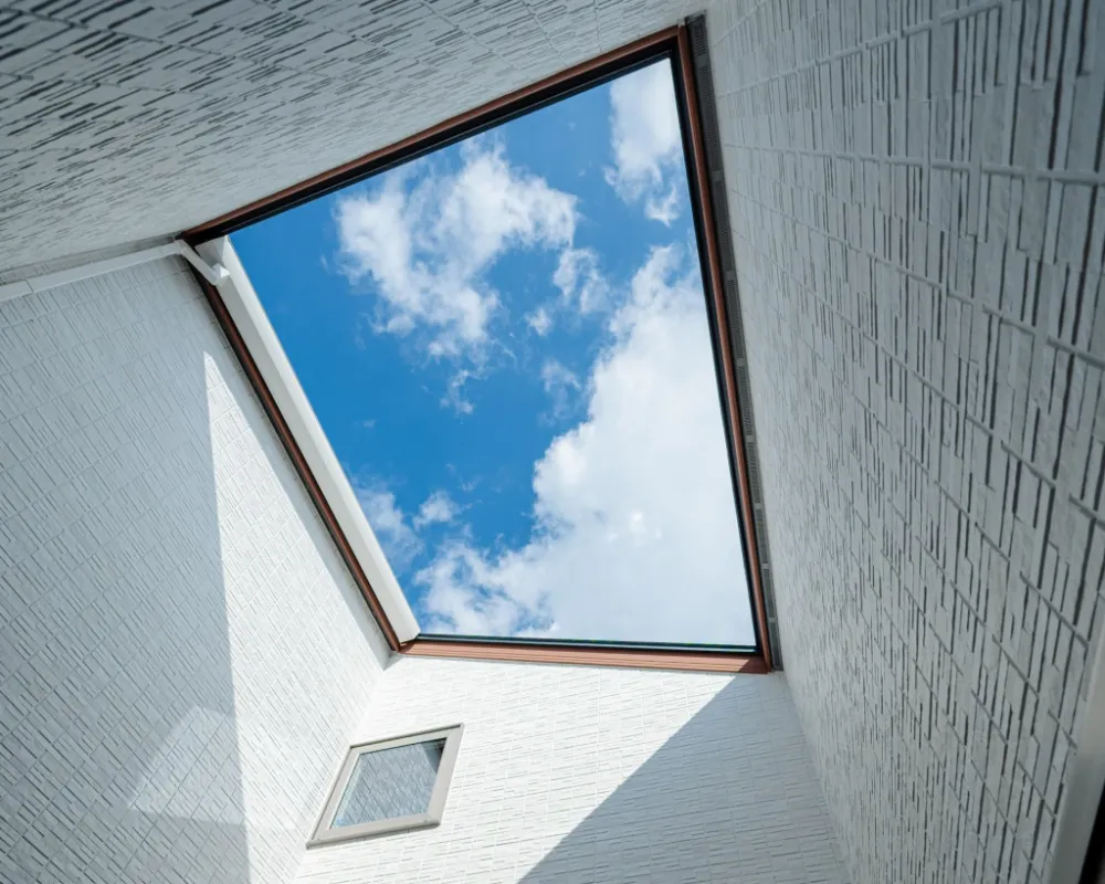 天井から光が差し込む中庭